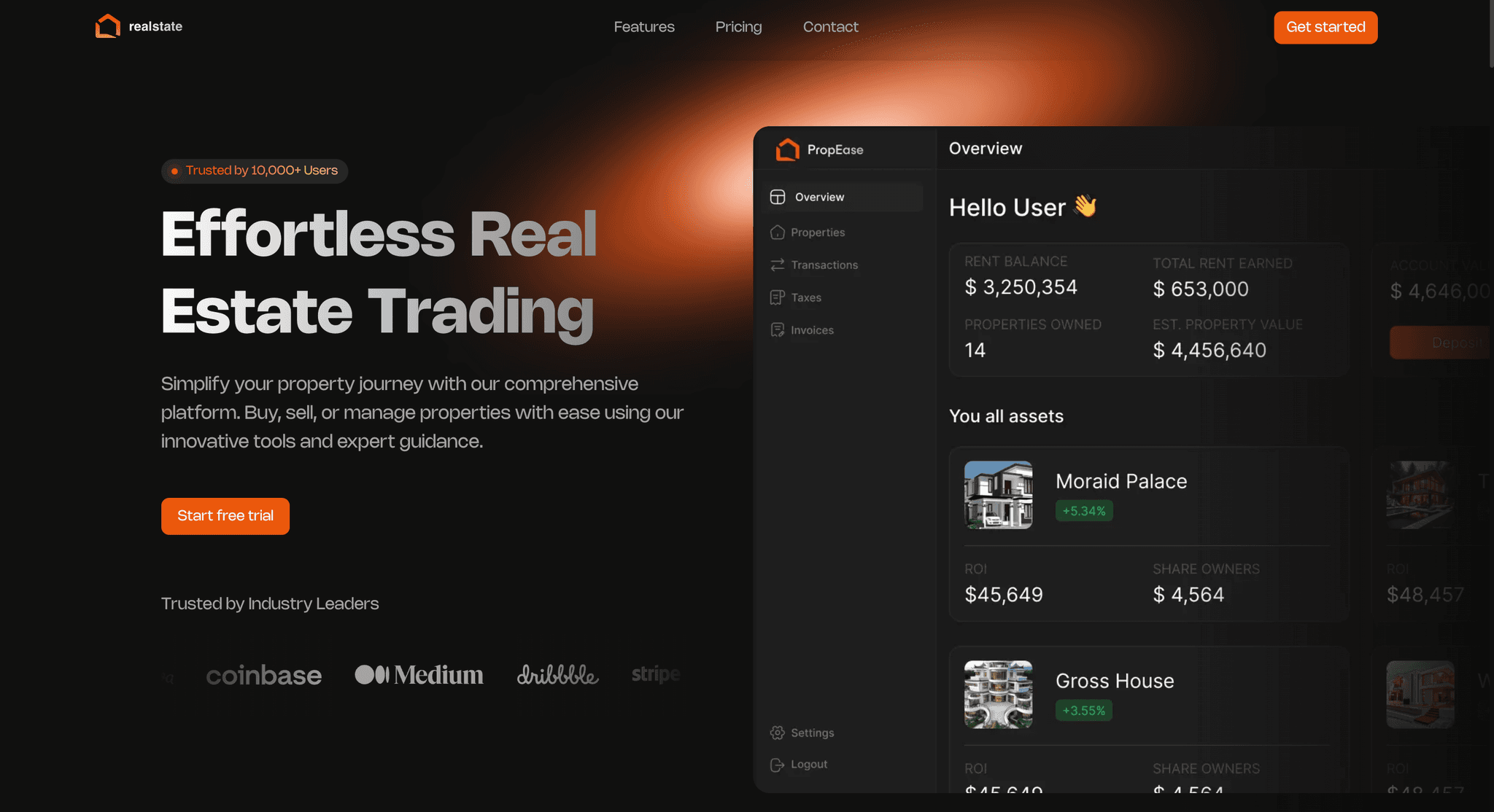 Realstate saas landing page